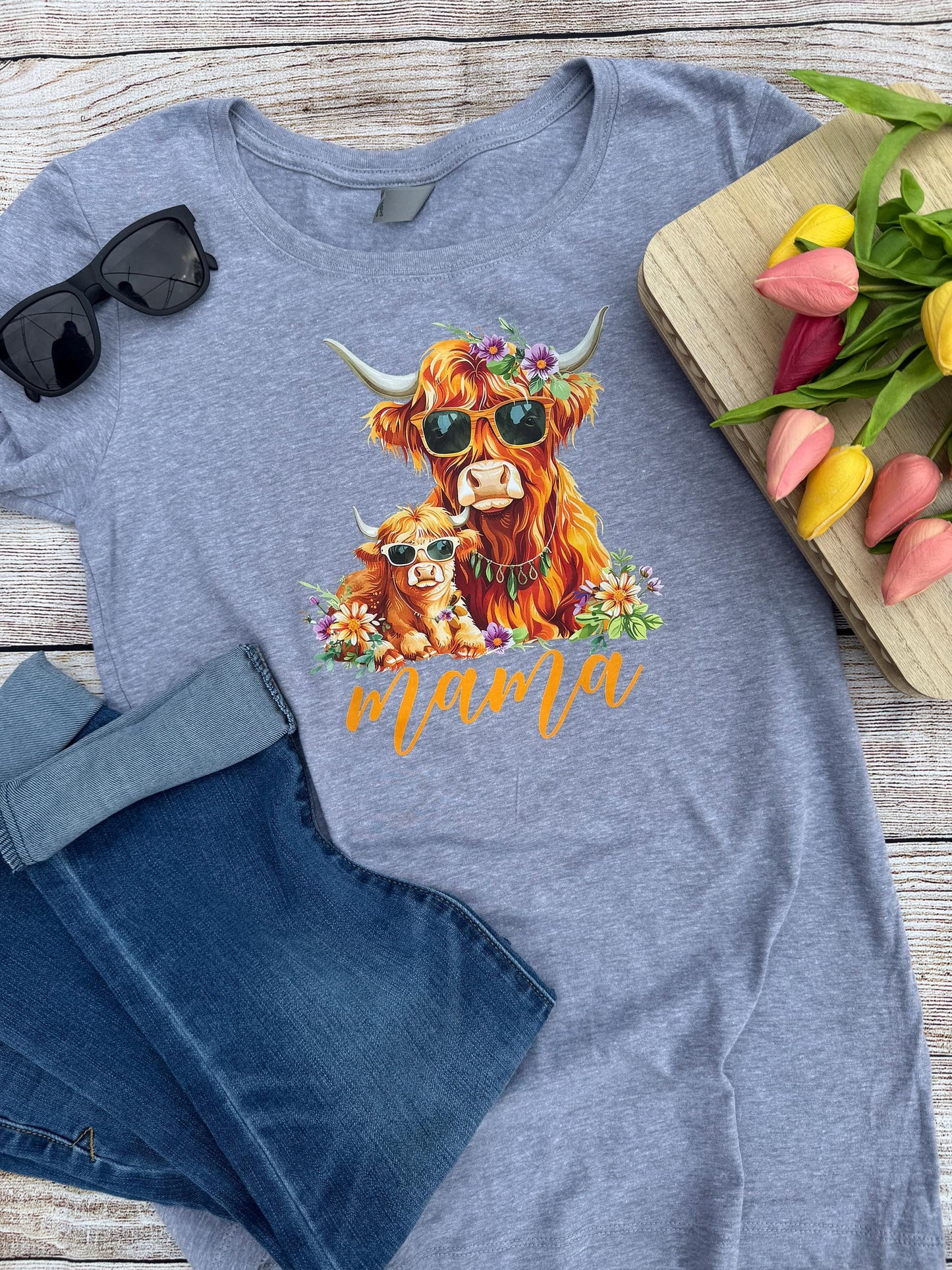 Boho Mama Highland Cows T-shirt